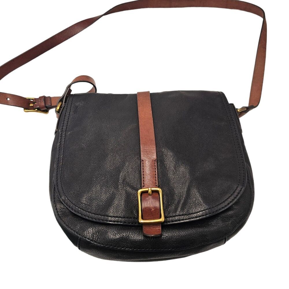 Fossil Black Leather Bag KENDALL Crossbody Goat Cow Hide Leather Shoulder Purse